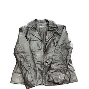 Kenneth Cole Womens Black Leather Jacket Size L